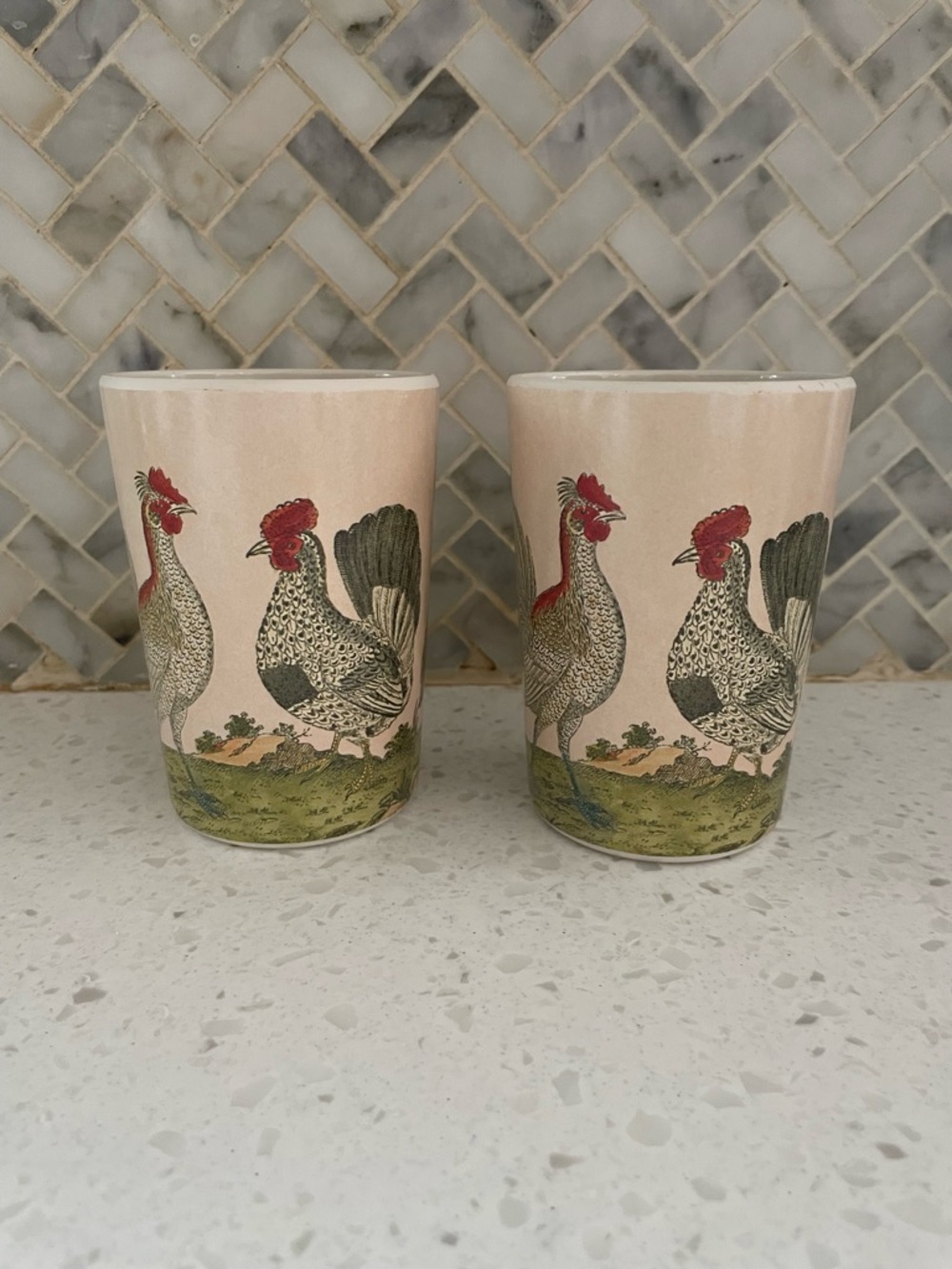 Target Rooster Chicken BP Free Pair Of Cups Country Kitchen Farm
